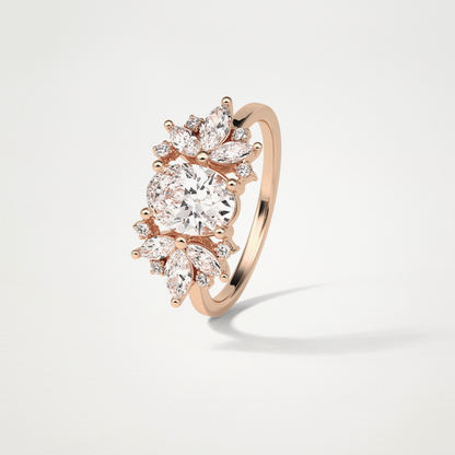 Oval Cluster Moissanite Engagement Ring – 1.33 CT Lab-Created Brilliance in 10K/14K/18K Gold