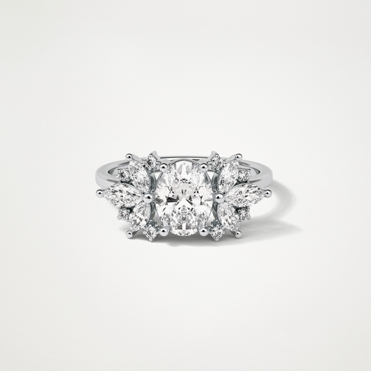 Oval Cluster Moissanite Engagement Ring – 1.33 CT Lab-Created Brilliance in 10K/14K/18K Gold