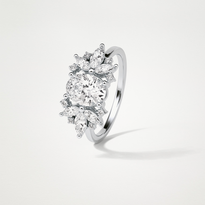 Oval Cluster Moissanite Engagement Ring – 1.33 CT Lab-Created Brilliance in 10K/14K/18K Gold
