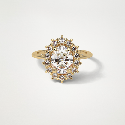 Oval Halo Moissanite Engagement Ring – 1.91 CT Lab-Created Brilliance in 10K/14K/18K Gold