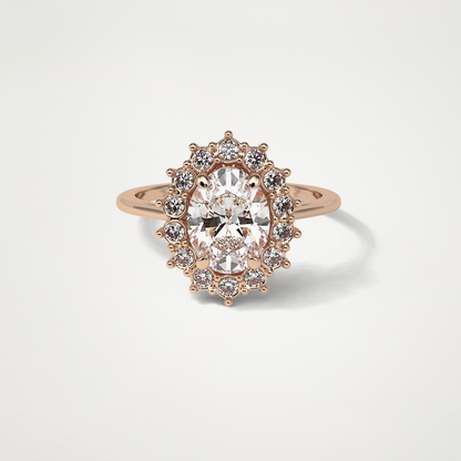 Oval Halo Moissanite Engagement Ring – 1.91 CT Lab-Created Brilliance in 10K/14K/18K Gold