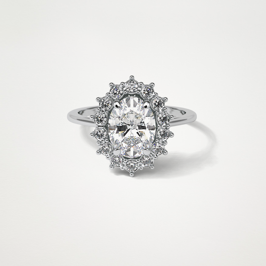 Oval Halo Moissanite Engagement Ring – 1.91 CT Lab-Created Brilliance in 10K/14K/18K Gold