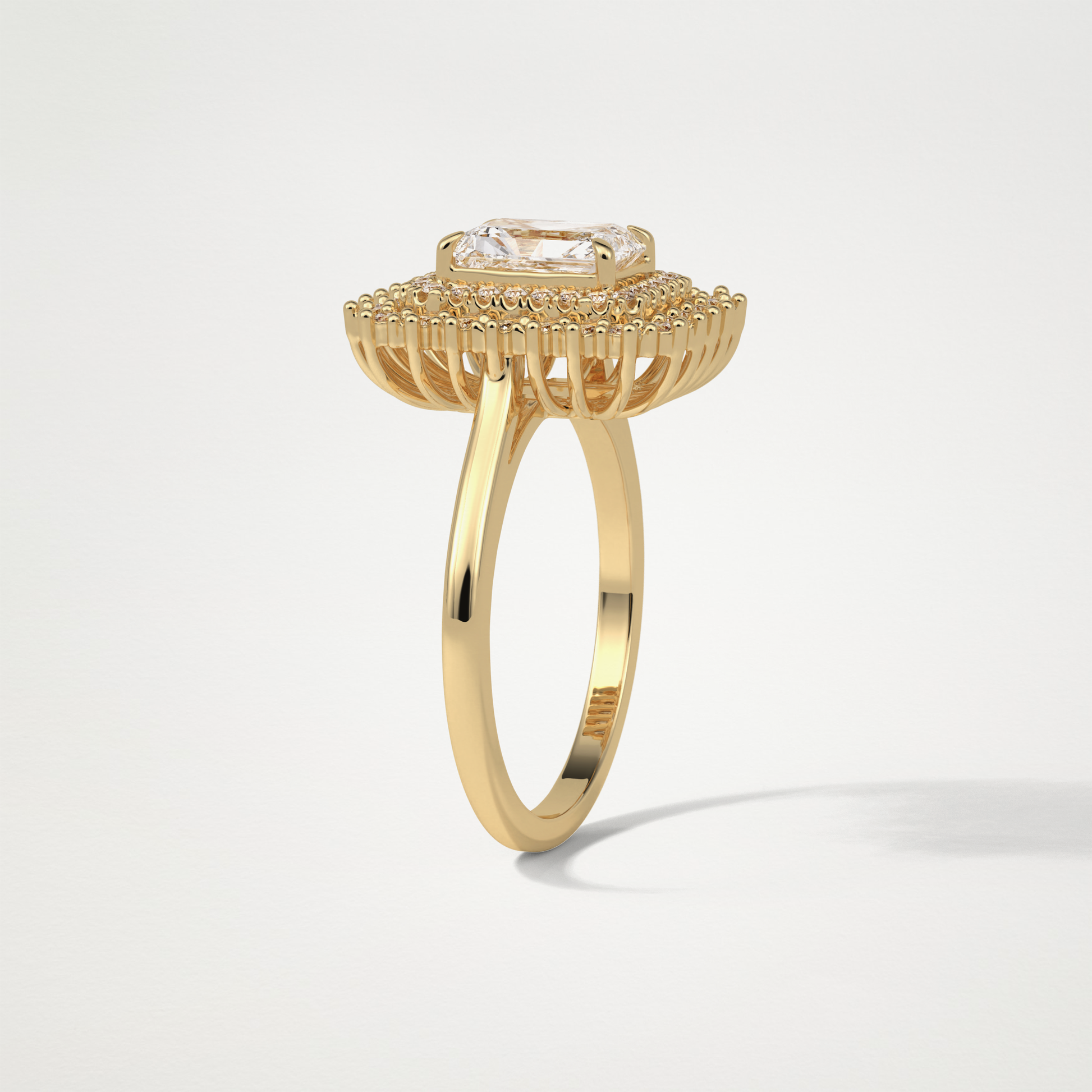 Radiant Double Halo Moissanite Engagement Ring – 1.05 CT Lab-Created Brilliance in 10K/14K/18K Gold