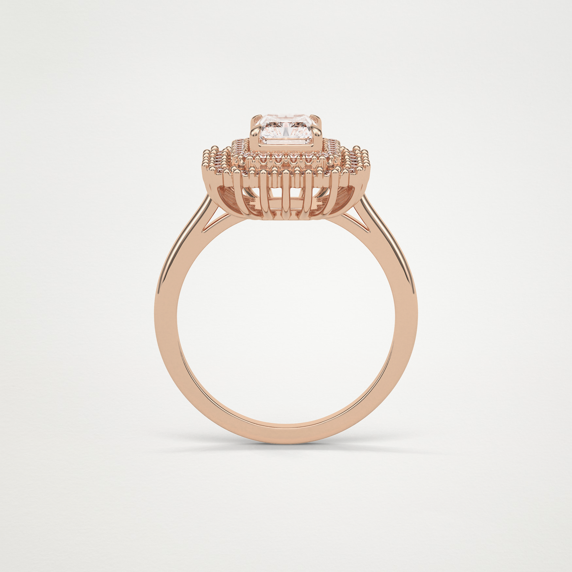 Radiant Double Halo Moissanite Engagement Ring – 1.05 CT Lab-Created Brilliance in 10K/14K/18K Gold
