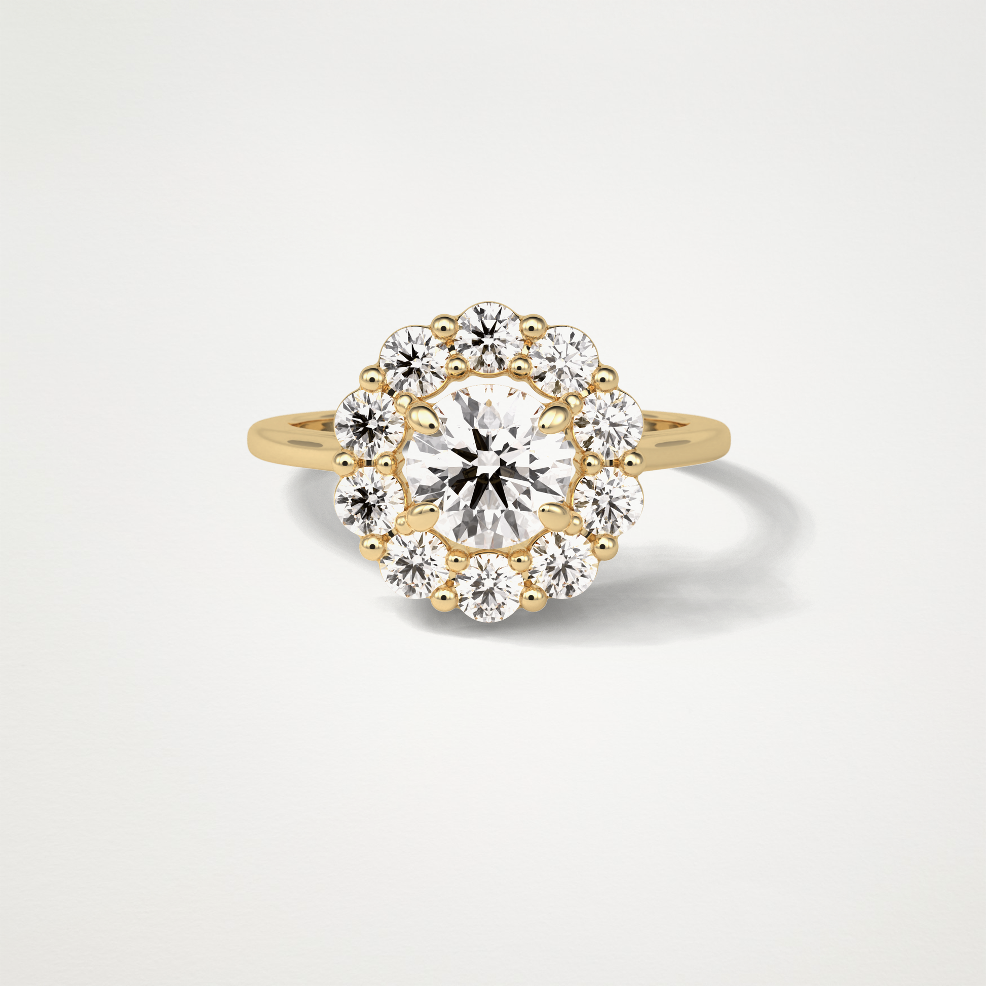 Round Halo Moissanite Engagement Ring – 1 CT Lab-Created Brilliance in 10K/14K/18K Gold