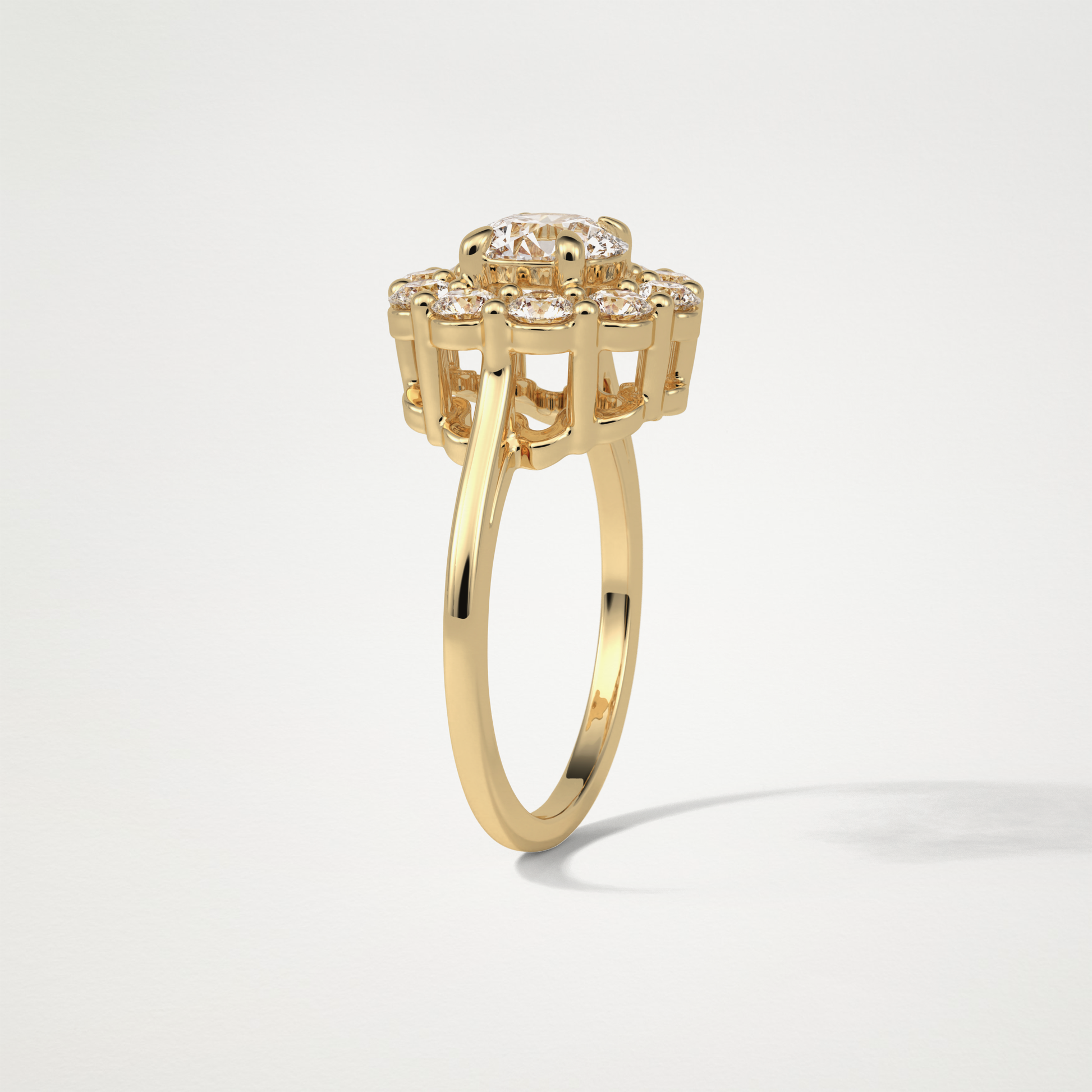 Round Halo Moissanite Engagement Ring – 1 CT Lab-Created Brilliance in 10K/14K/18K Gold