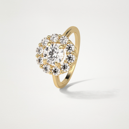 Round Halo Moissanite Engagement Ring – 1 CT Lab-Created Brilliance in 10K/14K/18K Gold