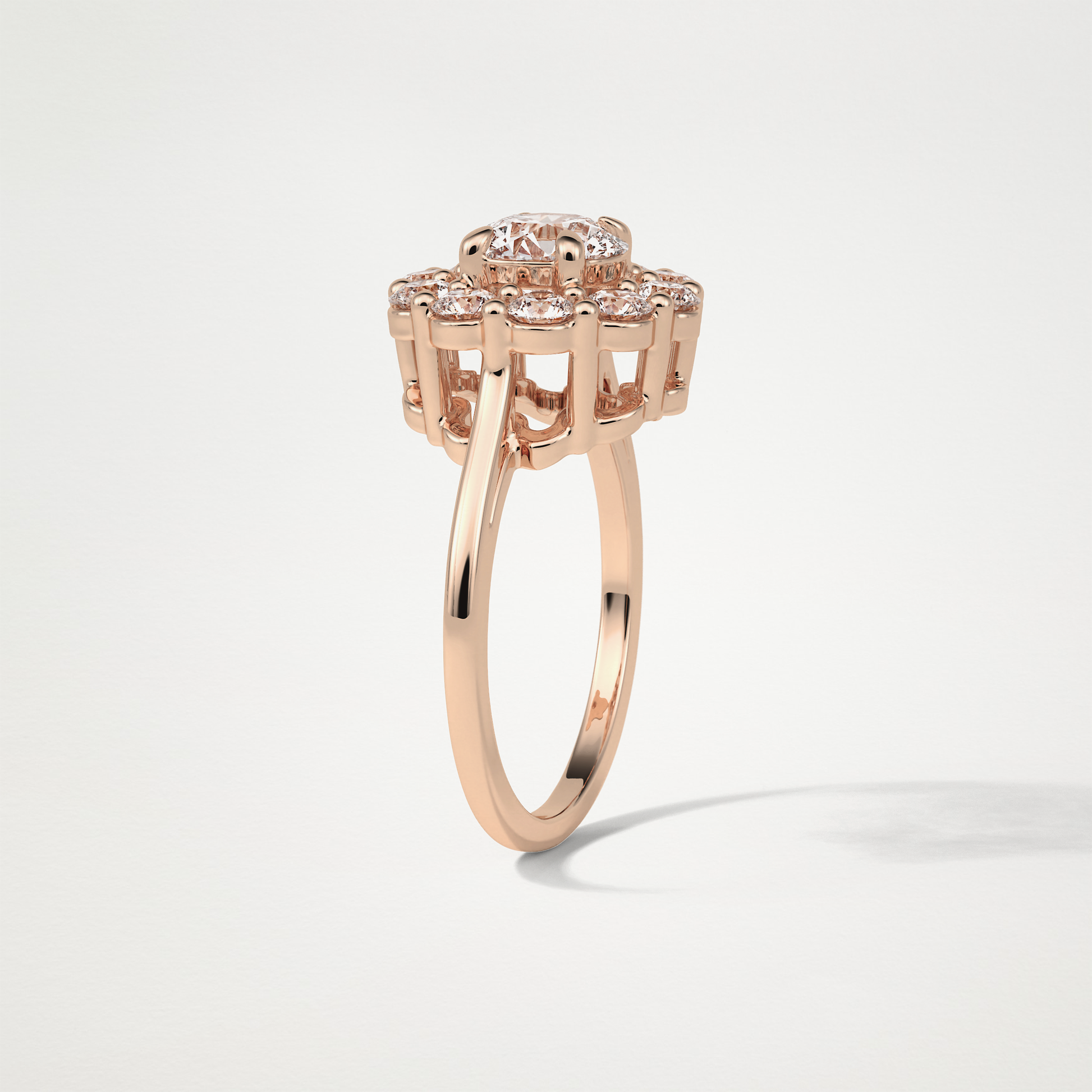 Round Halo Moissanite Engagement Ring – 1 CT Lab-Created Brilliance in 10K/14K/18K Gold