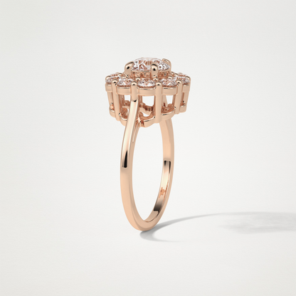 Round Halo Moissanite Engagement Ring – 1 CT Lab-Created Brilliance in 10K/14K/18K Gold