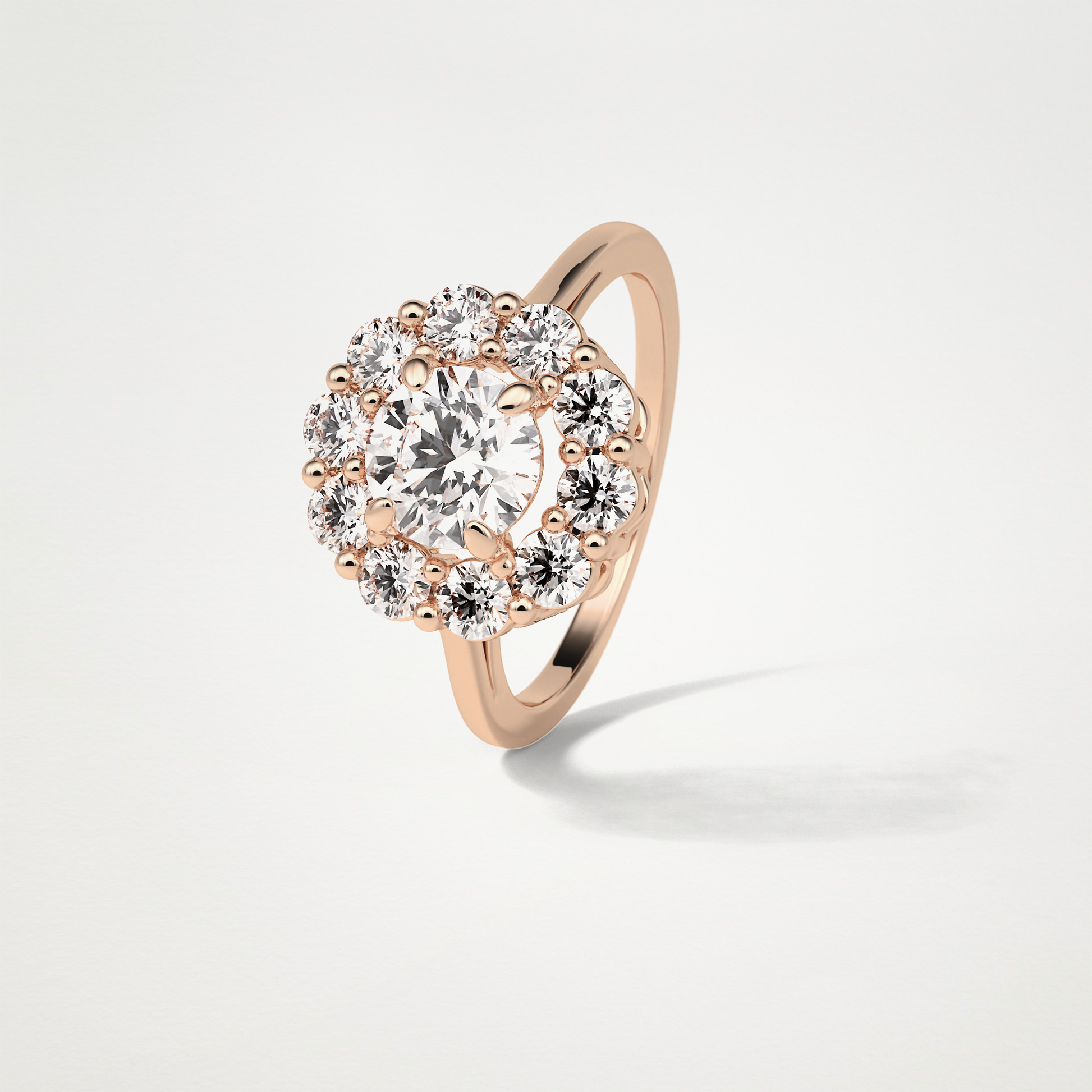 Round Halo Moissanite Engagement Ring – 1 CT Lab-Created Brilliance in 10K/14K/18K Gold