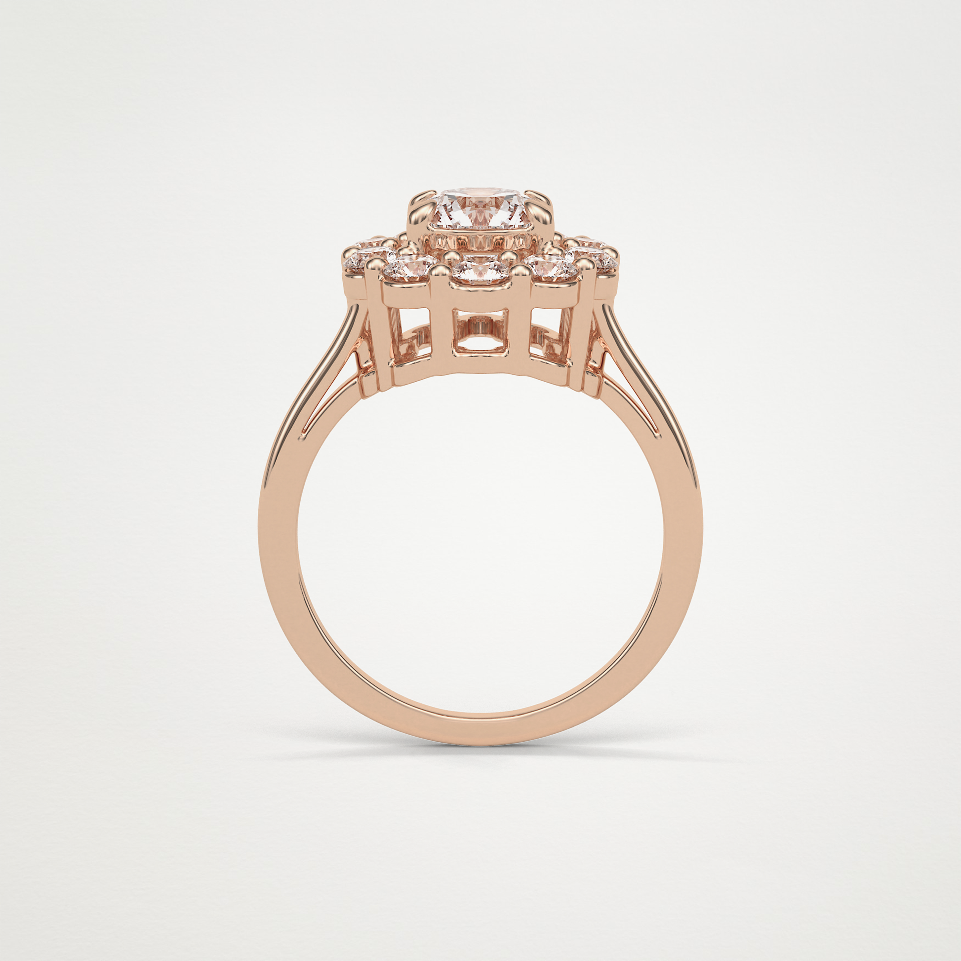 Round Halo Moissanite Engagement Ring – 1 CT Lab-Created Brilliance in 10K/14K/18K Gold