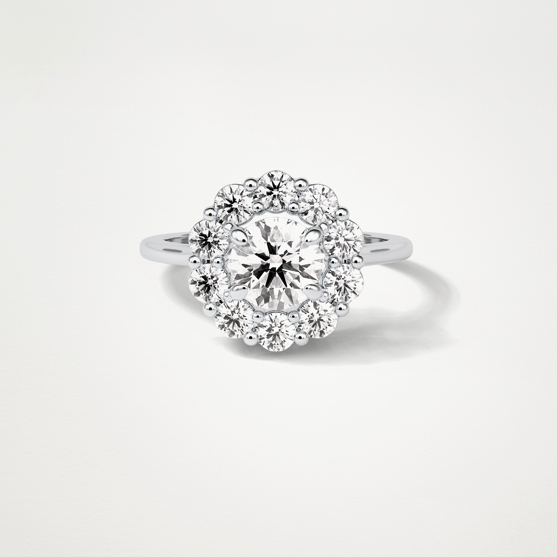Round Halo Moissanite Engagement Ring – 1 CT Lab-Created Brilliance in 10K/14K/18K Gold