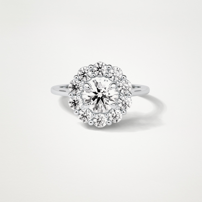 Round Halo Moissanite Engagement Ring – 1 CT Lab-Created Brilliance in 10K/14K/18K Gold