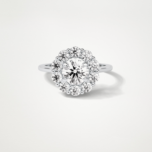 Round Halo Moissanite Engagement Ring – 1 CT Lab-Created Brilliance in 10K/14K/18K Gold