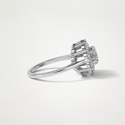Round Halo Moissanite Engagement Ring – 1 CT Lab-Created Brilliance in 10K/14K/18K Gold