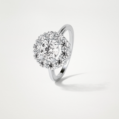Round Halo Moissanite Engagement Ring – 1 CT Lab-Created Brilliance in 10K/14K/18K Gold