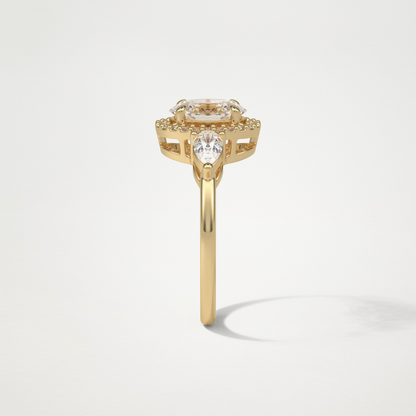 Oval Halo & 3 Stone Moissanite Engagement Ring – 1 .33 CT Lab-Created Brilliance in 10K/14K/18K Gold
