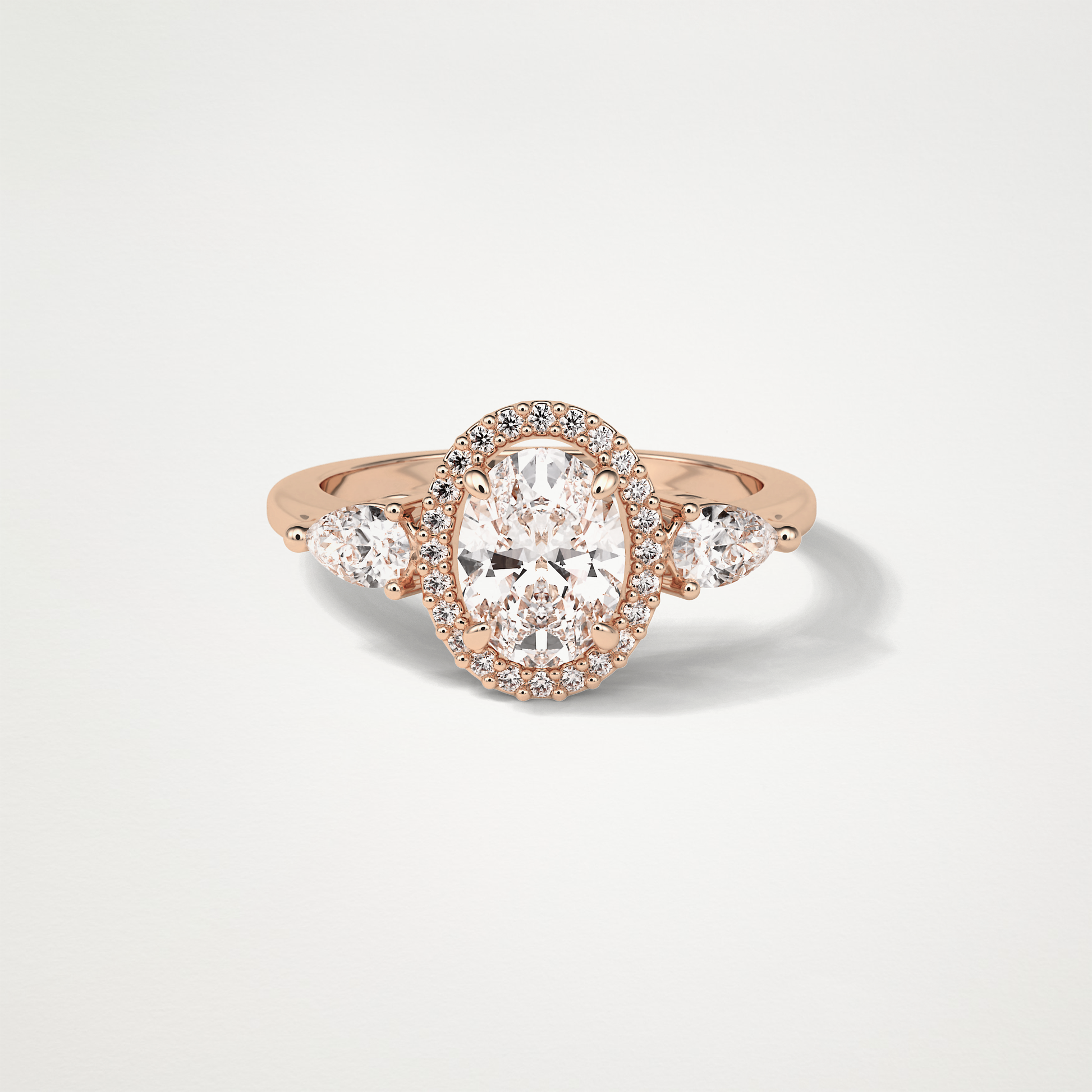 Oval Halo & 3 Stone Moissanite Engagement Ring – 1 .33 CT Lab-Created Brilliance in 10K/14K/18K Gold