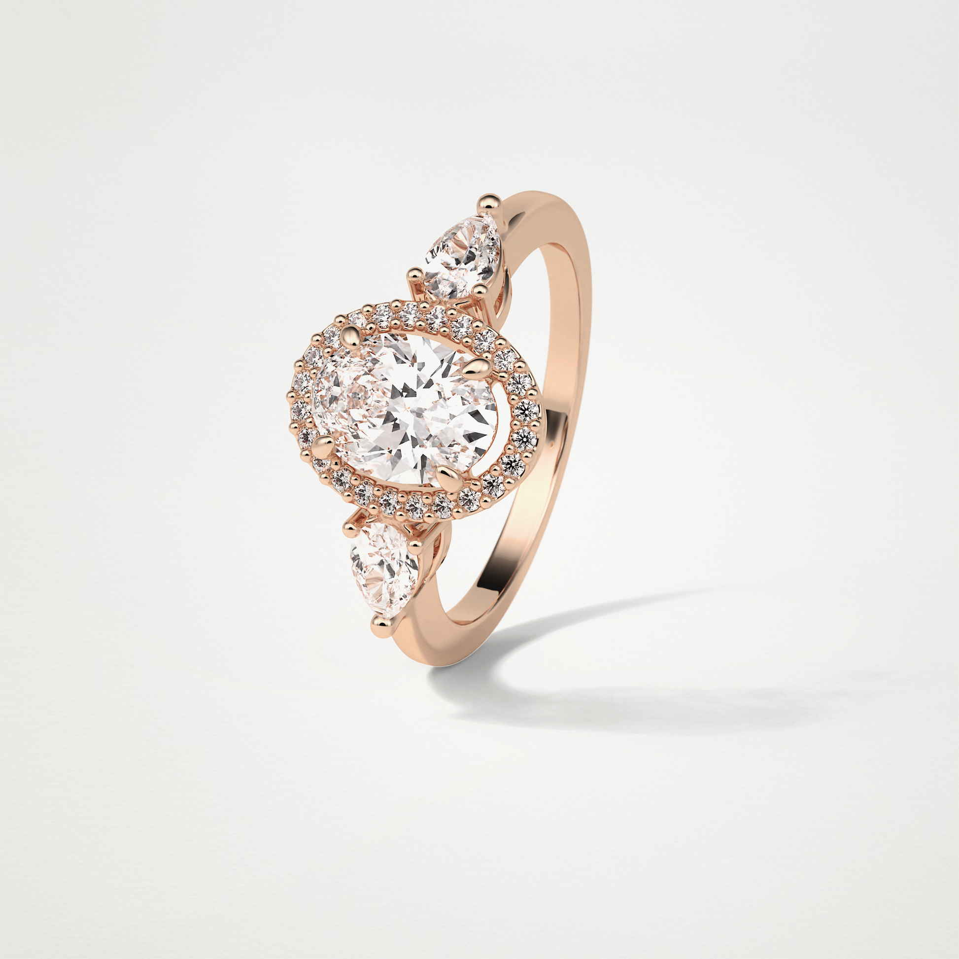 Oval Halo & 3 Stone Moissanite Engagement Ring – 1 .33 CT Lab-Created Brilliance in 10K/14K/18K Gold