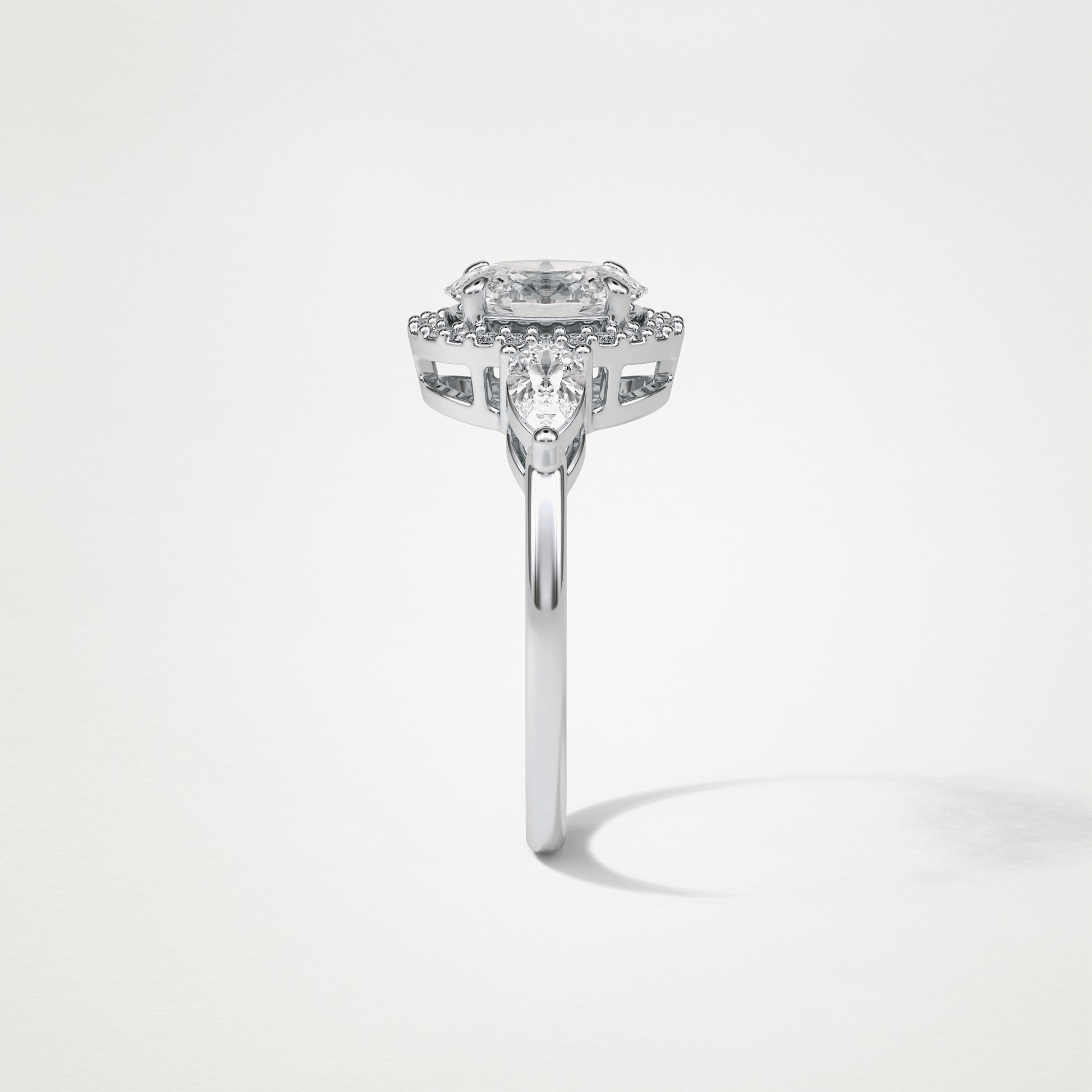 Oval Halo & 3 Stone Moissanite Engagement Ring – 1 .33 CT Lab-Created Brilliance in 10K/14K/18K Gold