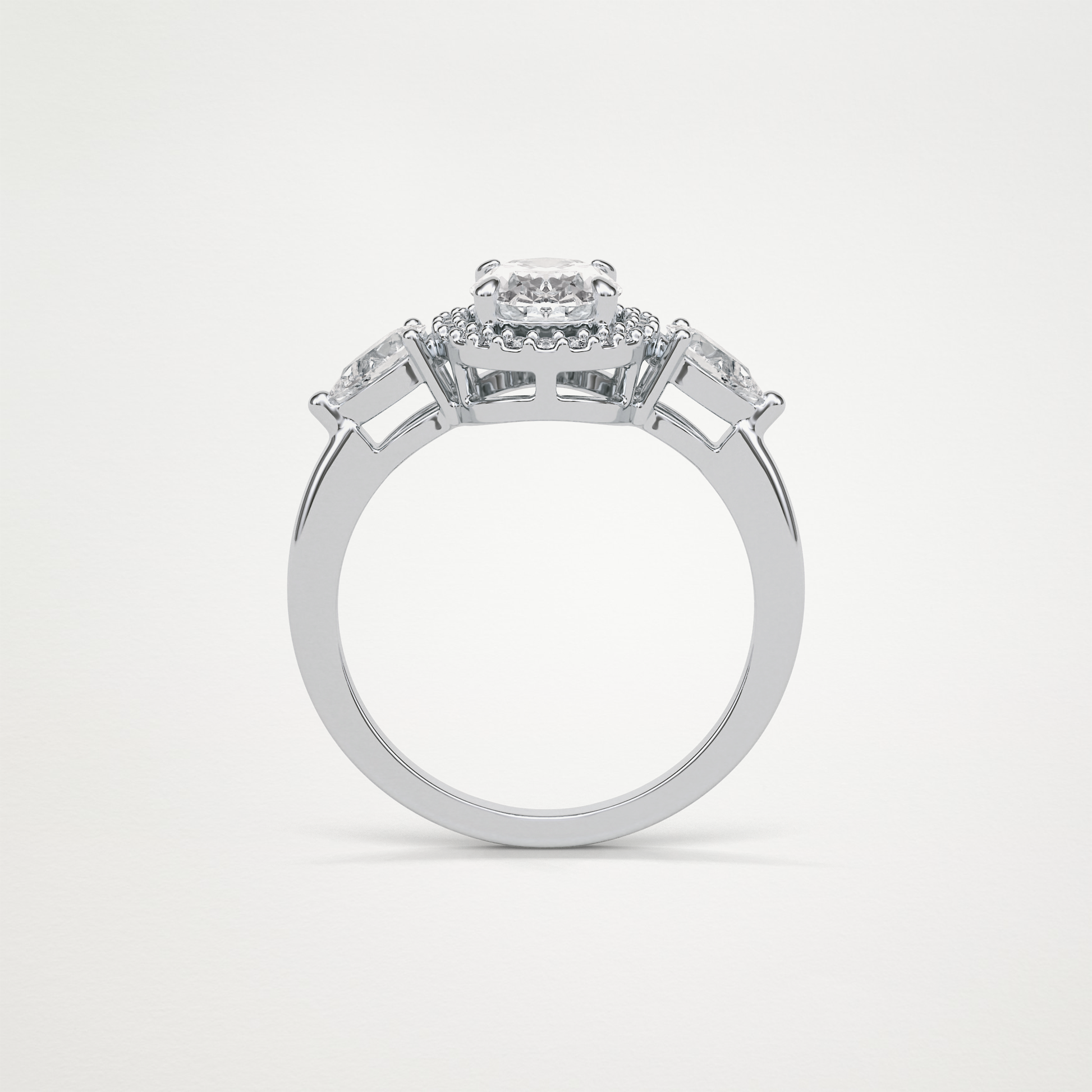 Oval Halo & 3 Stone Moissanite Engagement Ring – 1 .33 CT Lab-Created Brilliance in 10K/14K/18K Gold