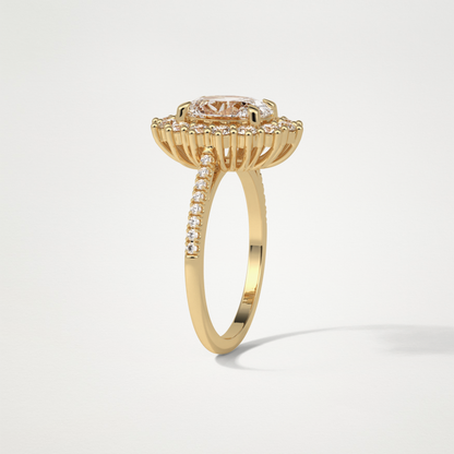 Oval Halo & Pave Moissanite Engagement Ring – 1.91 CT Lab-Created Brilliance in 10K/14K/18K Gold