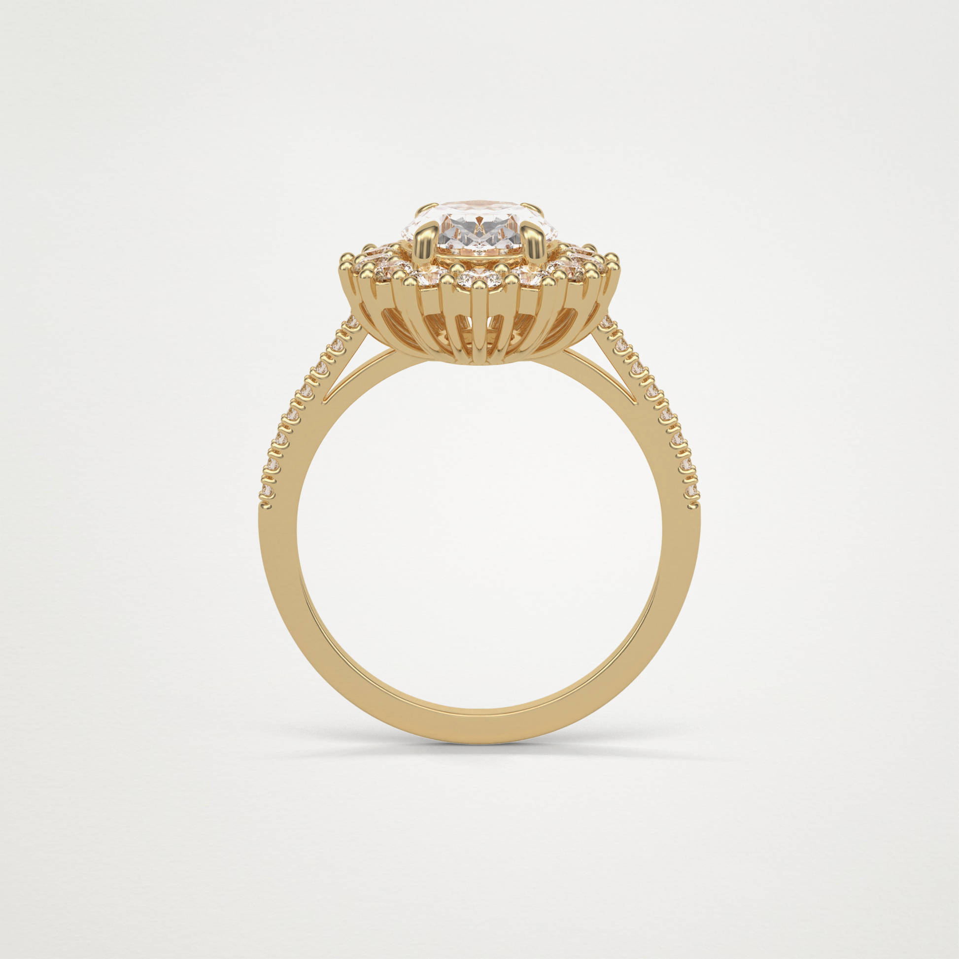 Oval Halo & Pave Moissanite Engagement Ring – 1.91 CT Lab-Created Brilliance in 10K/14K/18K Gold