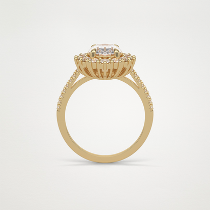 Oval Halo & Pave Moissanite Engagement Ring – 1.91 CT Lab-Created Brilliance in 10K/14K/18K Gold