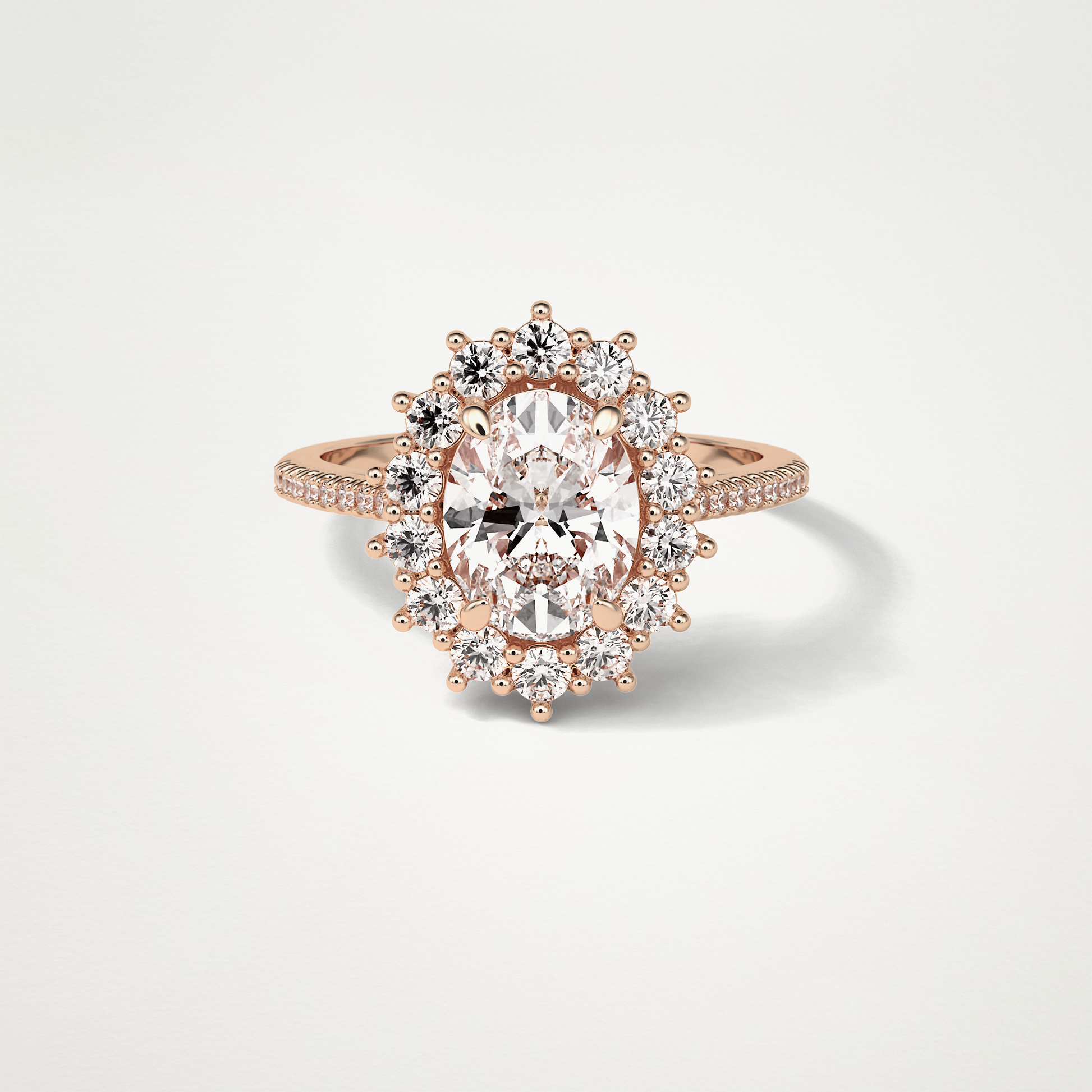 Oval Halo & Pave Moissanite Engagement Ring – 1.91 CT Lab-Created Brilliance in 10K/14K/18K Gold