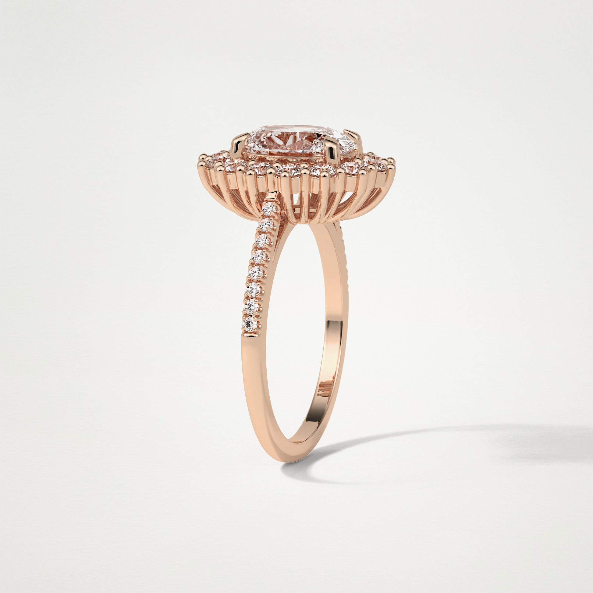 Oval Halo & Pave Moissanite Engagement Ring – 1.91 CT Lab-Created Brilliance in 10K/14K/18K Gold