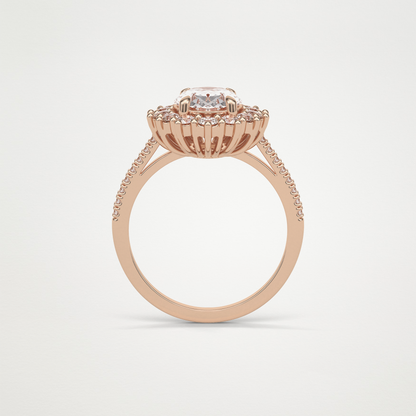 Oval Halo & Pave Moissanite Engagement Ring – 1.91 CT Lab-Created Brilliance in 10K/14K/18K Gold