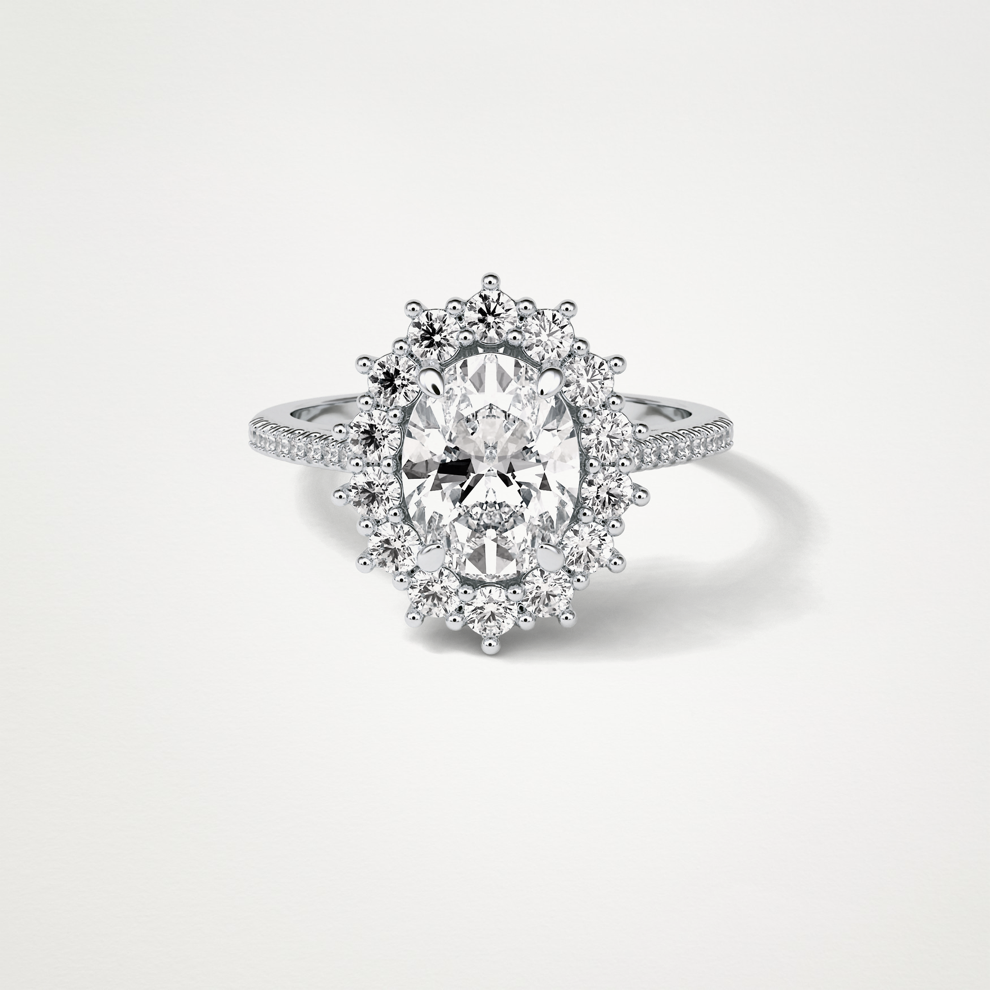 Oval Halo & Pave Moissanite Engagement Ring – 1.91 CT Lab-Created Brilliance in 10K/14K/18K Gold
