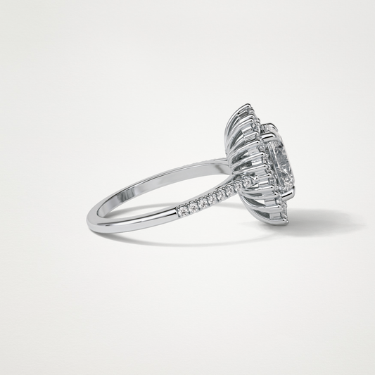 Oval Halo & Pave Moissanite Engagement Ring – 1.91 CT Lab-Created Brilliance in 10K/14K/18K Gold