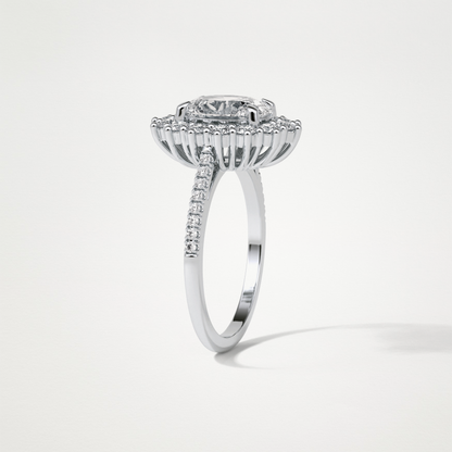 Oval Halo & Pave Moissanite Engagement Ring – 1.91 CT Lab-Created Brilliance in 10K/14K/18K Gold