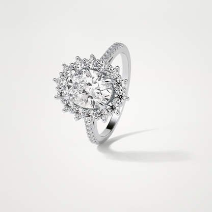 Oval Halo & Pave Moissanite Engagement Ring – 1.91 CT Lab-Created Brilliance in 10K/14K/18K Gold