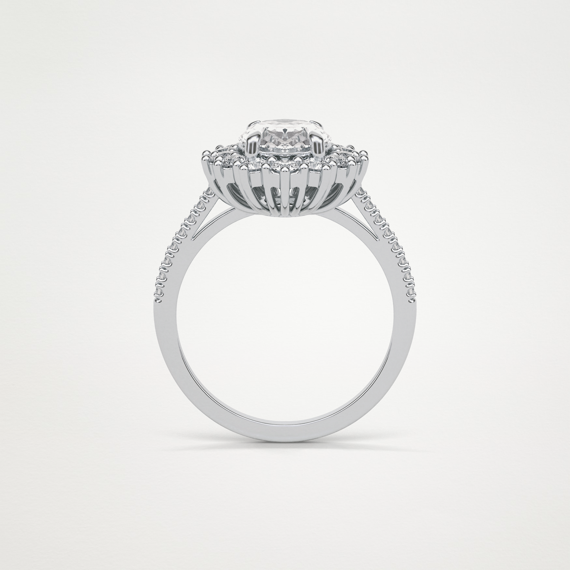 Oval Halo & Pave Moissanite Engagement Ring – 1.91 CT Lab-Created Brilliance in 10K/14K/18K Gold