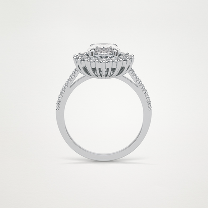 Oval Halo & Pave Moissanite Engagement Ring – 1.91 CT Lab-Created Brilliance in 10K/14K/18K Gold