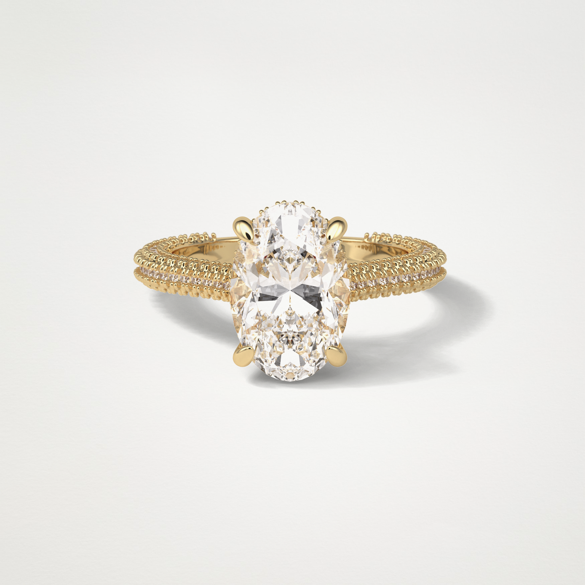 Oval Hidden Halo & Pave Moissanite Engagement Ring – 4 CT Lab-Created Brilliance in 10K/14K/18K Gold