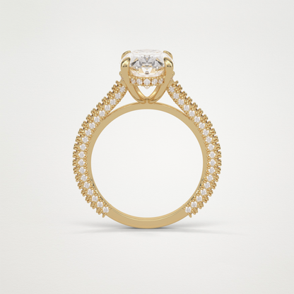 Oval Hidden Halo & Pave Moissanite Engagement Ring – 4 CT Lab-Created Brilliance in 10K/14K/18K Gold
