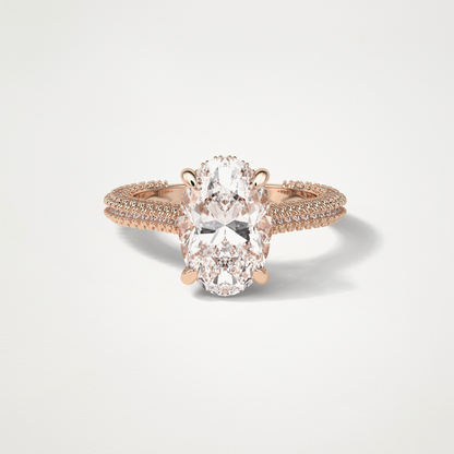 Oval Hidden Halo & Pave Moissanite Engagement Ring – 4 CT Lab-Created Brilliance in 10K/14K/18K Gold