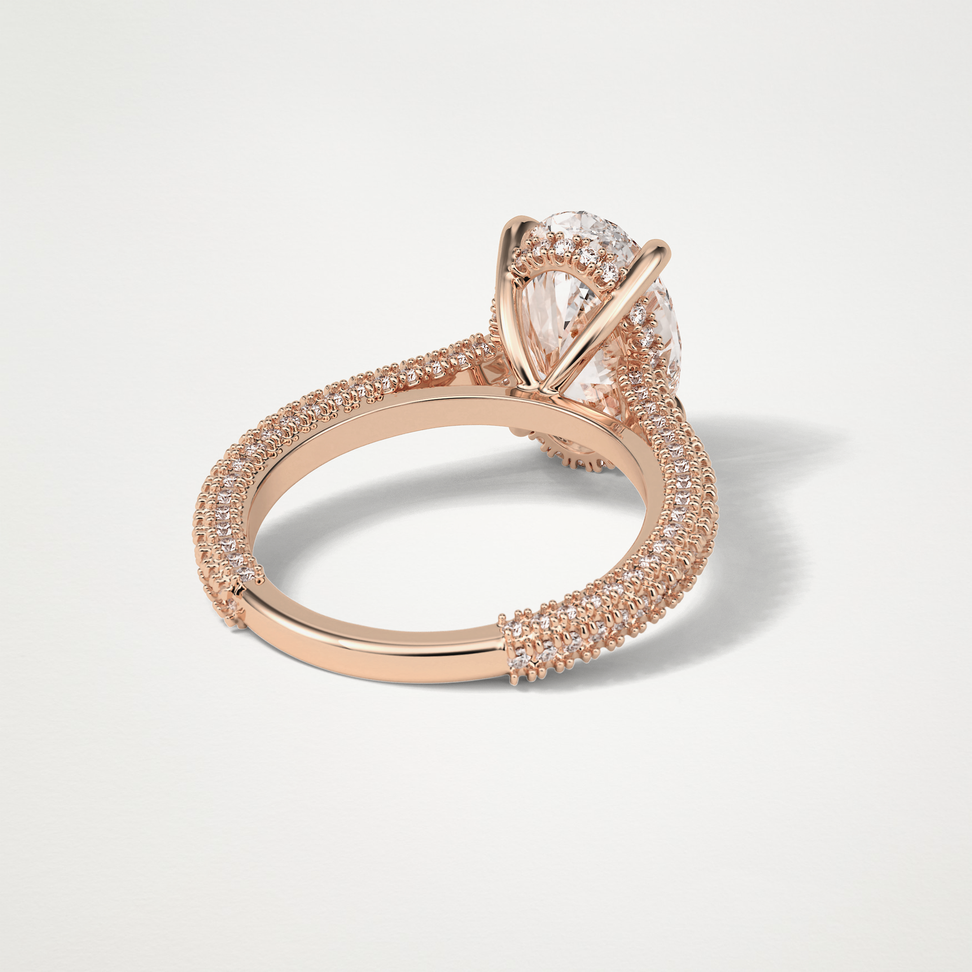 Oval Hidden Halo & Pave Moissanite Engagement Ring – 4 CT Lab-Created Brilliance in 10K/14K/18K Gold