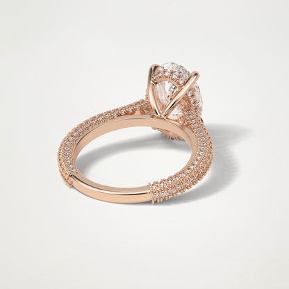Oval Hidden Halo & Pave Moissanite Engagement Ring – 4 CT Lab-Created Brilliance in 10K/14K/18K Gold