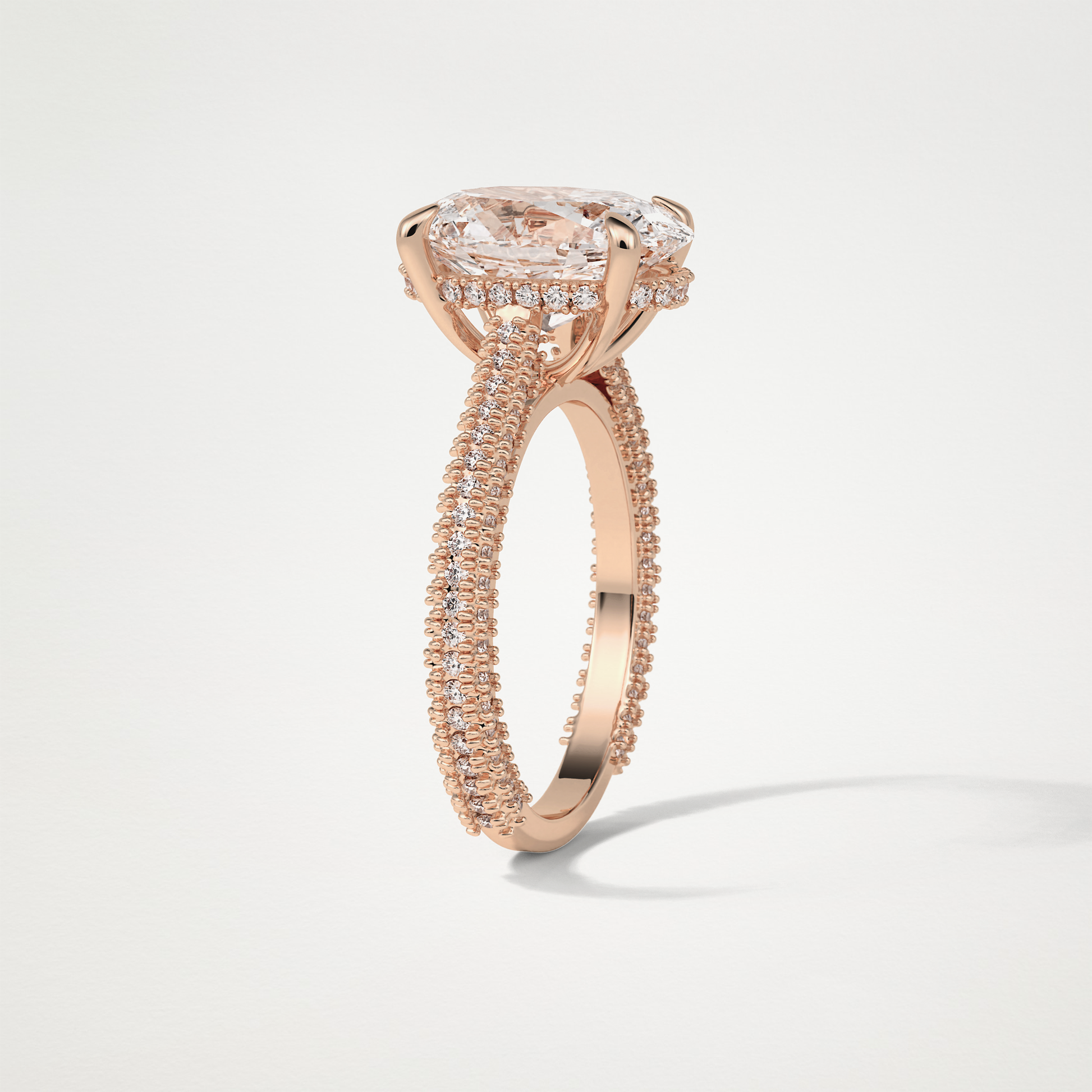 Oval Hidden Halo & Pave Moissanite Engagement Ring – 4 CT Lab-Created Brilliance in 10K/14K/18K Gold