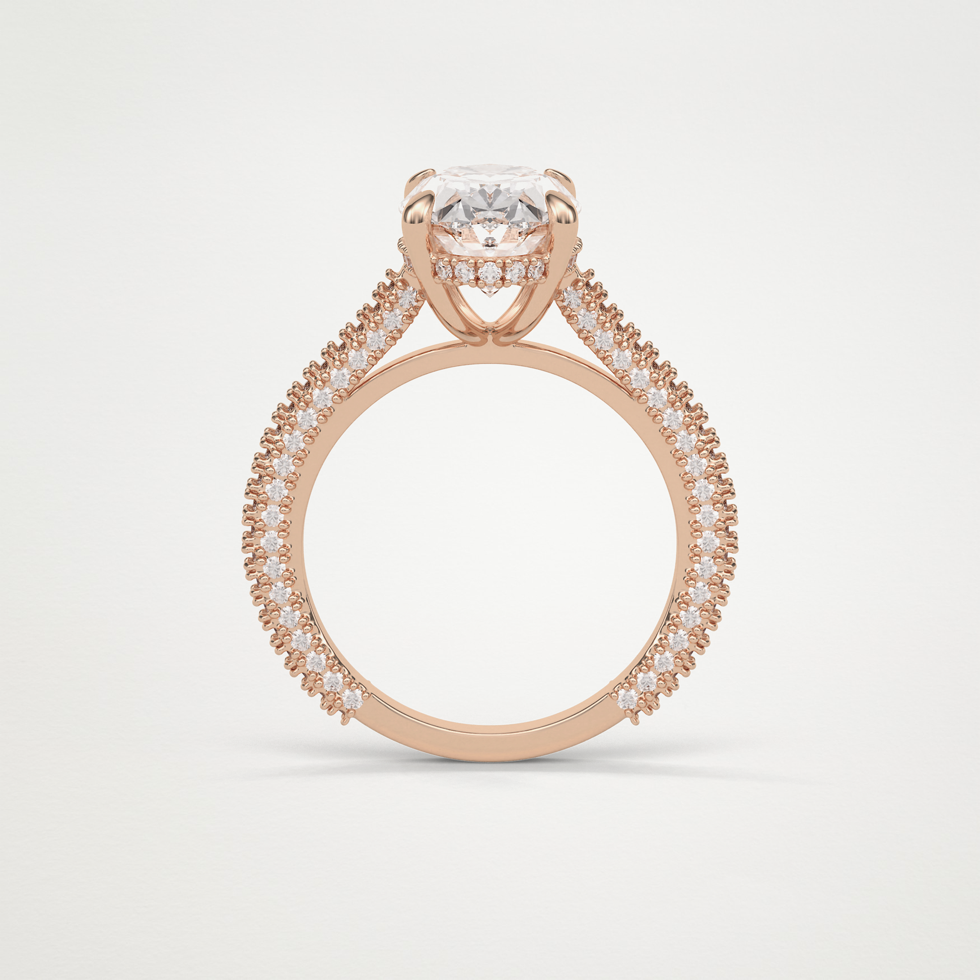 Oval Hidden Halo & Pave Moissanite Engagement Ring – 4 CT Lab-Created Brilliance in 10K/14K/18K Gold