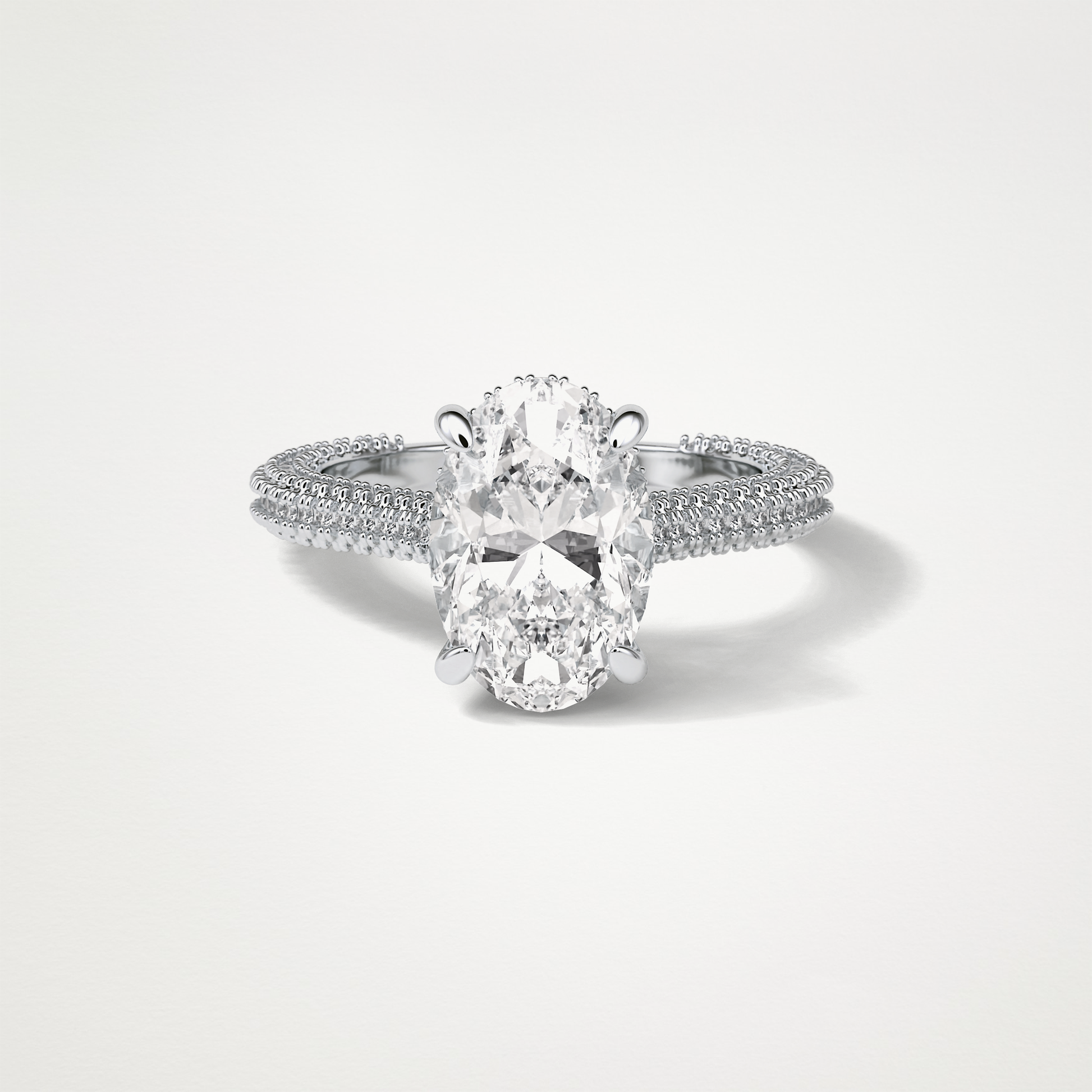 Oval Hidden Halo & Pave Moissanite Engagement Ring – 4 CT Lab-Created Brilliance in 10K/14K/18K Gold