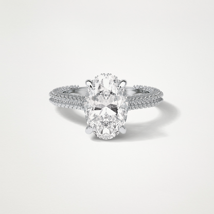 Oval Hidden Halo & Pave Moissanite Engagement Ring – 4 CT Lab-Created Brilliance in 10K/14K/18K Gold