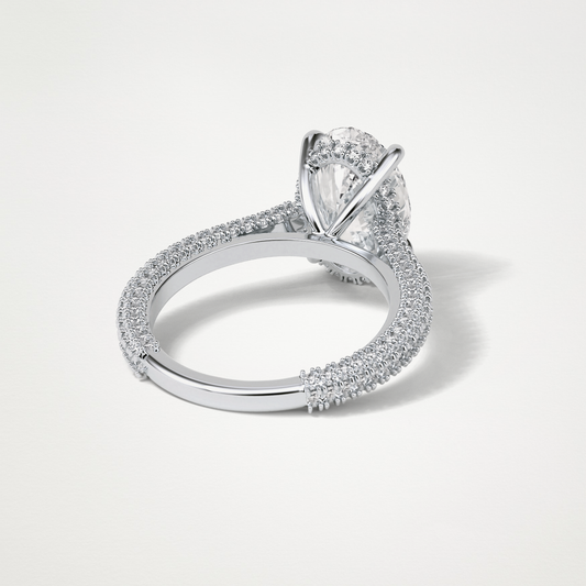 Oval Hidden Halo & Pave Moissanite Engagement Ring – 4 CT Lab-Created Brilliance in 10K/14K/18K Gold