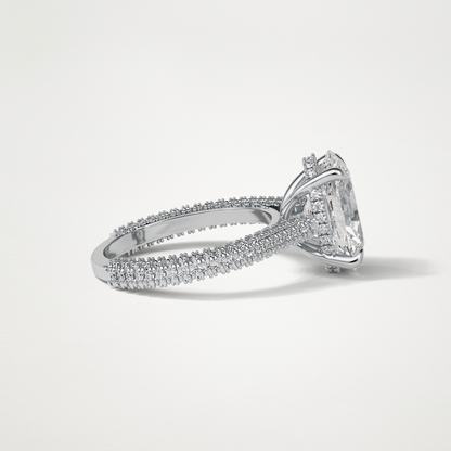 Oval Hidden Halo & Pave Moissanite Engagement Ring – 4 CT Lab-Created Brilliance in 10K/14K/18K Gold