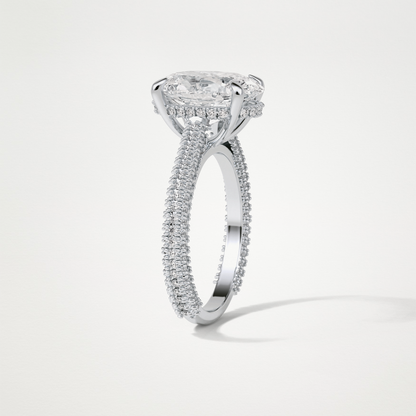 Oval Hidden Halo & Pave Moissanite Engagement Ring – 4 CT Lab-Created Brilliance in 10K/14K/18K Gold