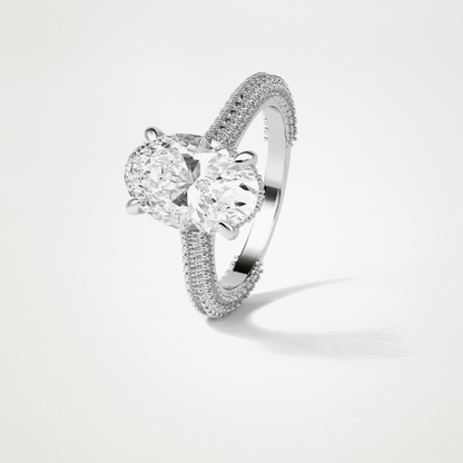 Oval Hidden Halo & Pave Moissanite Engagement Ring – 4 CT Lab-Created Brilliance in 10K/14K/18K Gold